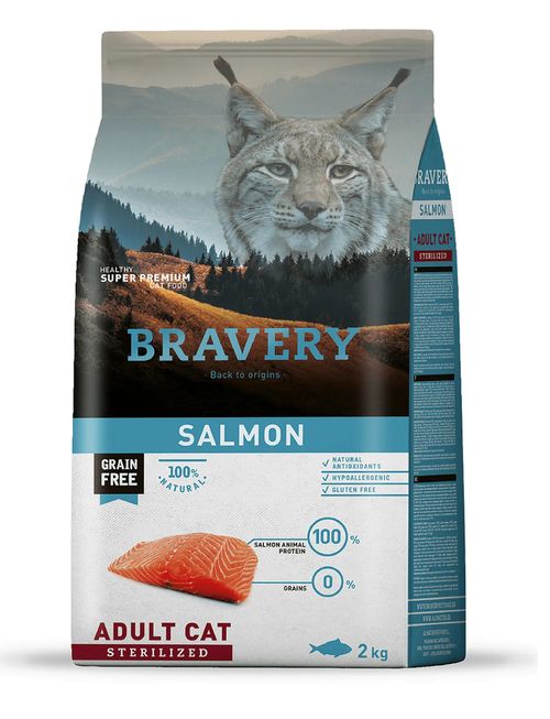Bravery Gato Adulto Esterilizado Salmón 2 kg
