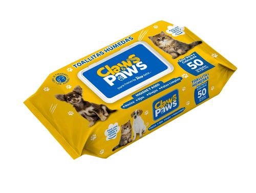 Claws & Paws Toallitas Húmedas para Perros y Gatos X50 unidades