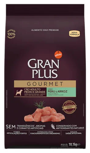 Gran Plus Gourmet Adulto Raza Mediana y Grande Pavo y Arroz 10 kg