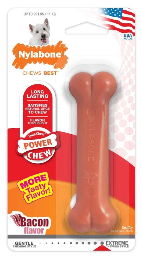 Nylabone Juguete Para Perro Power Chew Bone Bacon - Regular