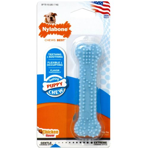 Nylabone Juguete Para Cachorro Chew Blue Dental Bone Chicken - Petite