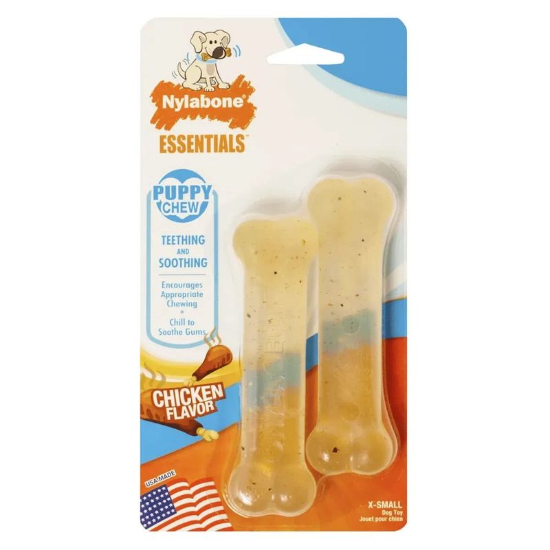 Nylabone-Puppy-Chew-Bone-Twin-Pack-Chicken---XS