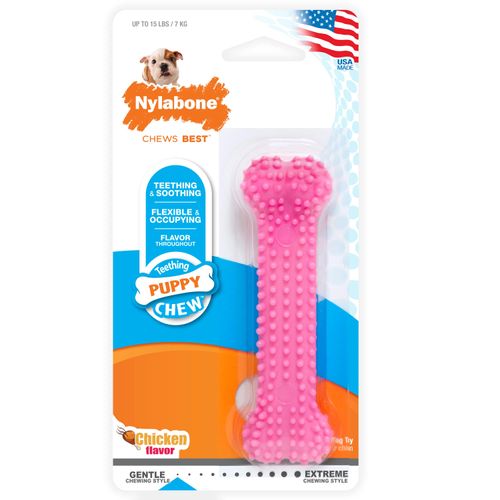 Nylabone Juguete Para Cachorro Chew Pink Dental Bone Chicken - Petite