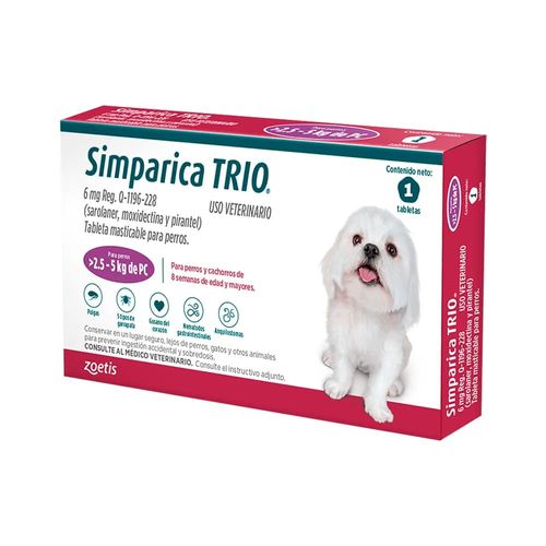 Simparica Trío 2.5 - 5 kg (6 mg) X1 Tableta