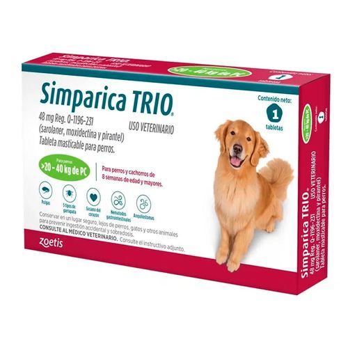 Simparica Trío 20 - 40 kg (48 mg) X1 Tableta