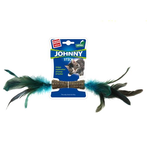 GiGwi Juguete Para Gato Catnip Johnny Stick Doble Pluma Natural Azul