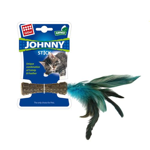 GiGwi Juguete Para Gato Catnip Johnny Stick Pluma Natural Azul