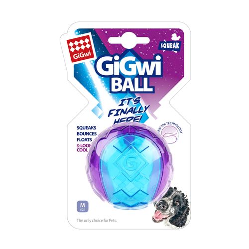 GiGwi Juguete Para Perro Ball Squeaker Transparente Morado/Azul - Large