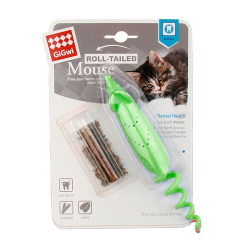 GiGwi Juguete Para Gato Roll - Tailed Ratón Verde