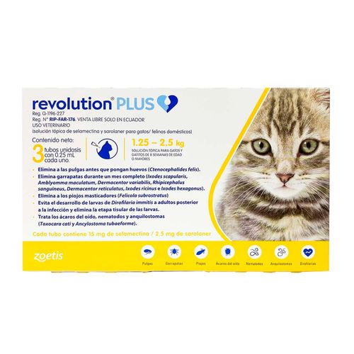 Revolution Plus Gato 1.25 - 2.5 kg X3 Unidades 0.25 ml