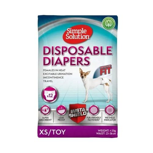 Simple Solution Disposable Diaper Pañales Desechables Super Absorbentes X12 Unidades - XS