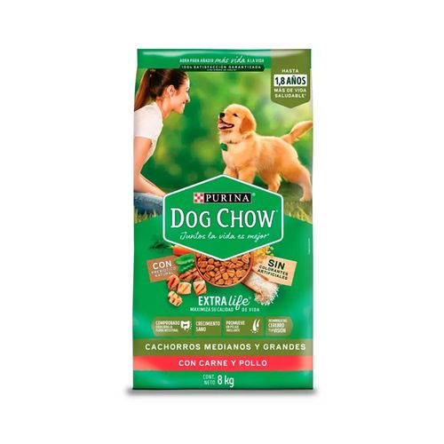 Dog Chow Cachorro Raza Mediana y grande Carne y Pollo 8 kg