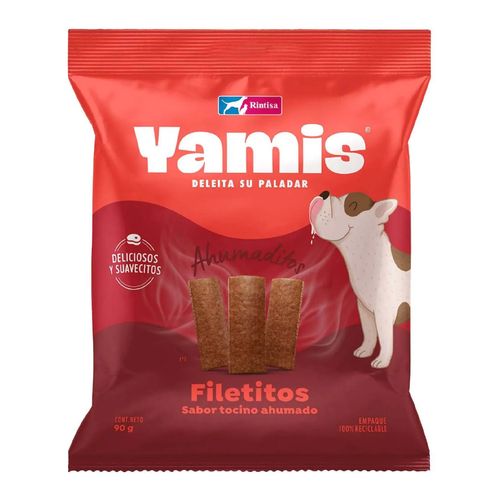 Yamis Snack Perro Adulto Todas Las Razas Filetitos Tocino Ahumado 90 gr