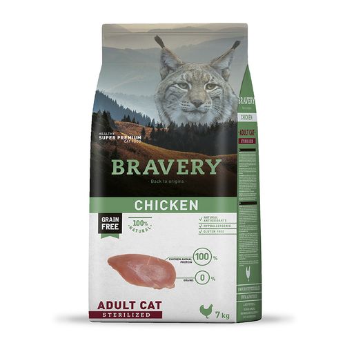 Bravery Gato Adulto Esterilizado Pollo 7 kg