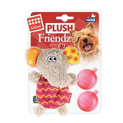 GiGwi Juguete Para Perro Plush Friendz Elefante + 2 Squeakers Cambiables