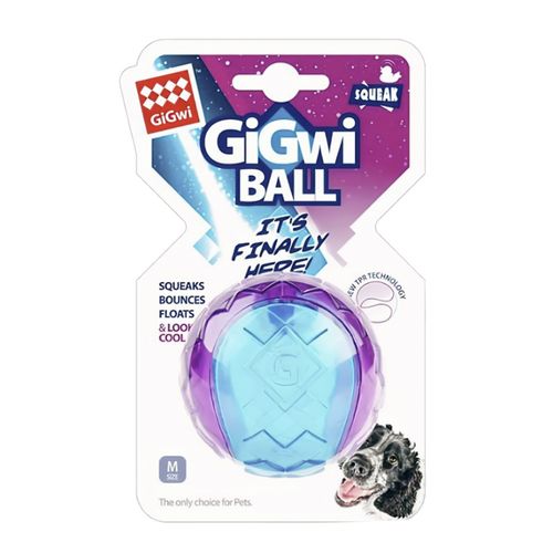 GiGwi Juguete Para Perro Ball Squeaker Transparente Morado/Azul - Medium