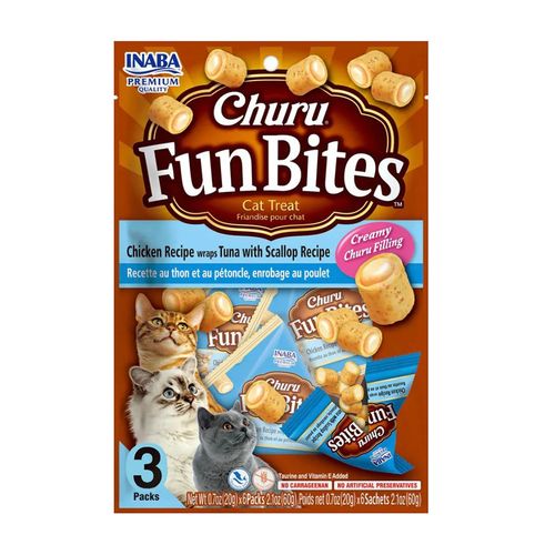 Churu Fun Bites Snacks Para Gato Pollo, Atún y Ostiones X3 Packs