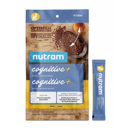 Nutram Cognitive + Gato Kitten Chicken & Salmon Treats X4 Tubos