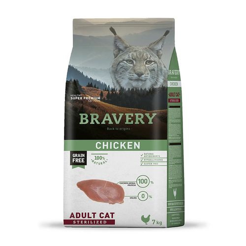 Bravery Gato Adulto Esterilizado Pollo 7 kg