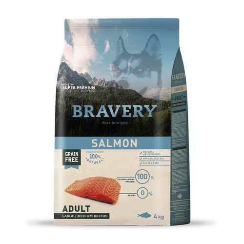 Bravery Adulto Raza Mediana y Grande Salmón 4 kg