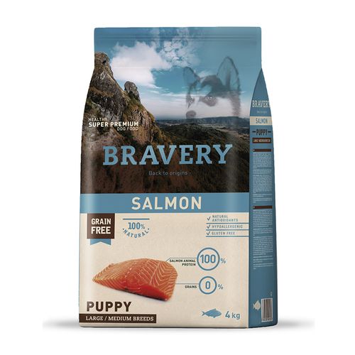 Bravery Cachorro Raza Mediana y Grande Salmón 4 kg