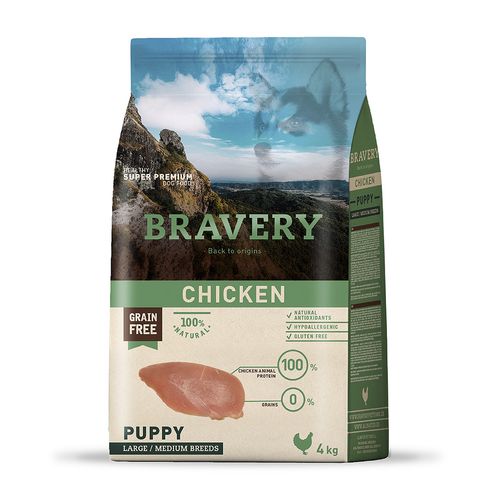 Bravery Cachorro Raza Mediana y Grande Pollo 4 kg