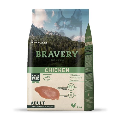 Bravery Adulto Raza Mediana y Grande Pollo 4 kg