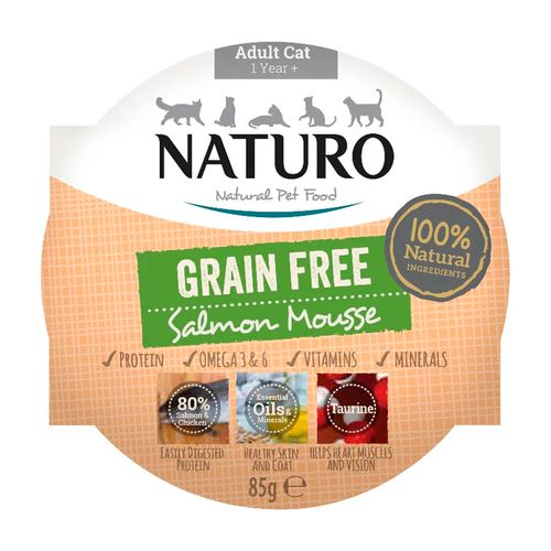 Naturo Grain Free Mousse De Salmón Para Gatos Adultos 85 gr