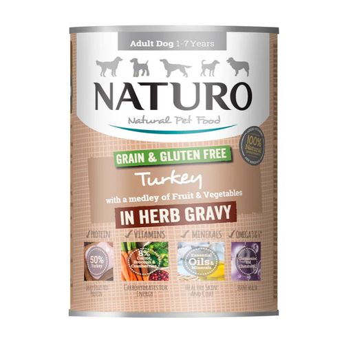 Naturo Grain & Gluten Free Perro Adulto Pavo Con Frutas y Verduras 390 gr