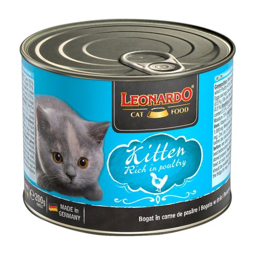 Leonardo Alimento Húmedo Gato Kitten Lata Reich An Geflugel (Aves De Corral) 200 gr