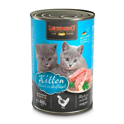 Leonardo Alimento Húmedo Gato Kitten Lata Reich An Geflugel (Aves De Corral) 400 gr