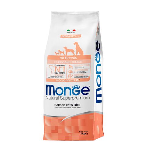 Monge Cachorro y Junior Todas Las Razas Salmón y Arroz 12 kg