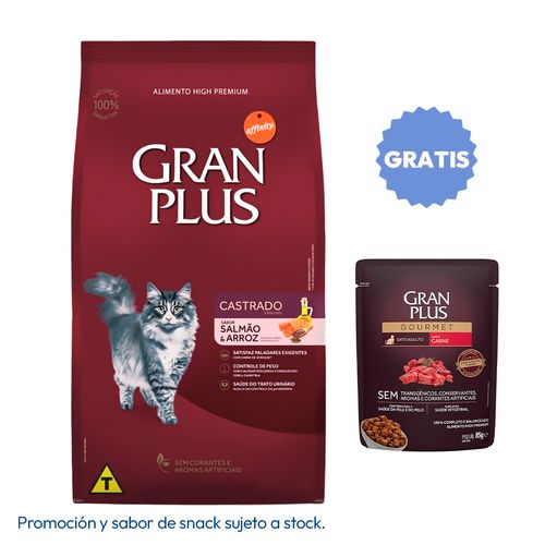 Gran Plus Gato Castrado Salmón y Arroz 3 kg