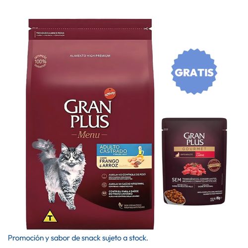 Gran Plus Gato Castrado Pollo y Arroz 3 kg