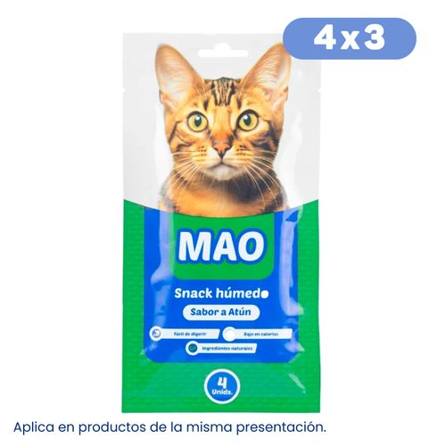 Mao Snack Húmedo Atún X4 Tubos