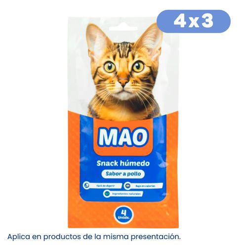 Mao Snack Húmedo Pollo X4 Tubos