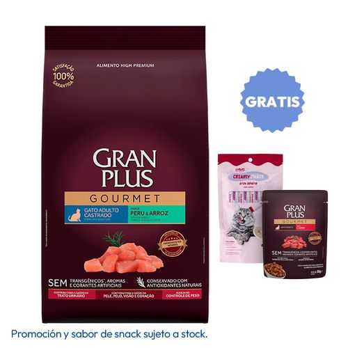 Gran Plus Gourmet Gato Castrado Pavo Y Arroz 10 Kg