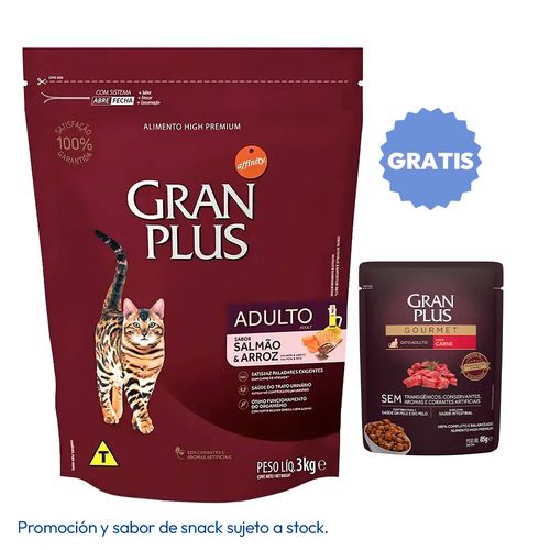 Gran Plus Gato Adulto Salmón y Arroz 3 kg