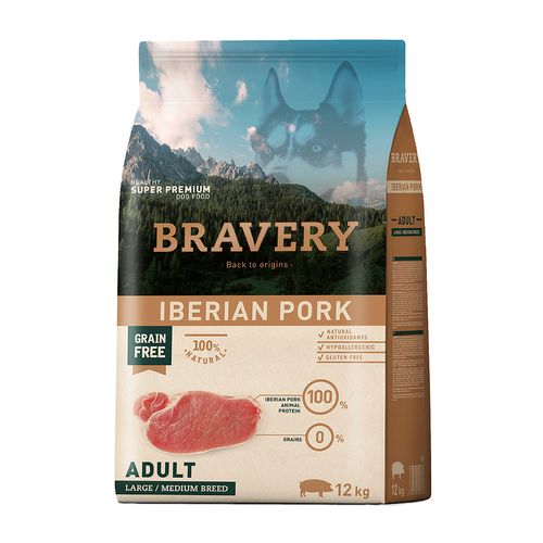 Bravery Adulto Raza Mediana y Grande Cerdo Ibérico 12 kg