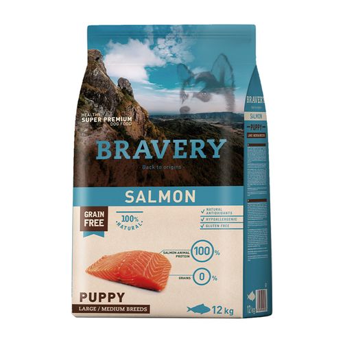 Bravery Cachorro Raza Mediana y Grande Salmón 12 kg