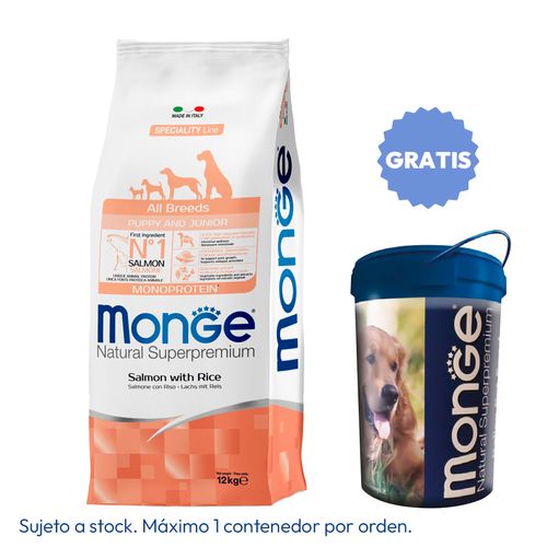 Monge Cachorro y Junior Todas Las Razas Salmón y Arroz 12 kg