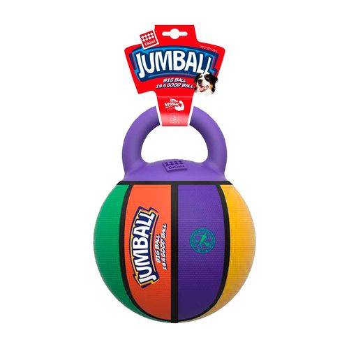 GiGwi Juguete Para Perro Jumball Pelota De Baketball Con Mango De Goma De Colores - Medium