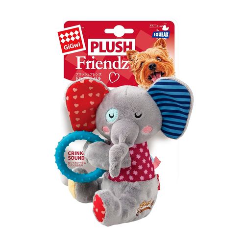 GiGwi Juguete Para Perro Plush Friendz Elefante Con Aro Azul