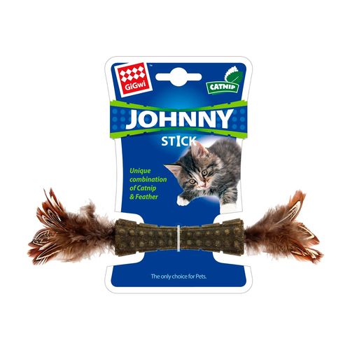 GiGwi Juguete Para Gato Catnip Johnny Stick Doble Pluma Natural Marron