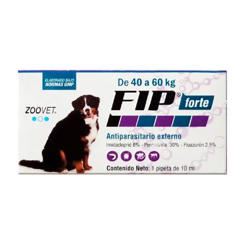 Fip Forte Pulguicida y Garrapaticida Para Perros De 40 - 60 kg (x1 Pipeta De 10 ml)