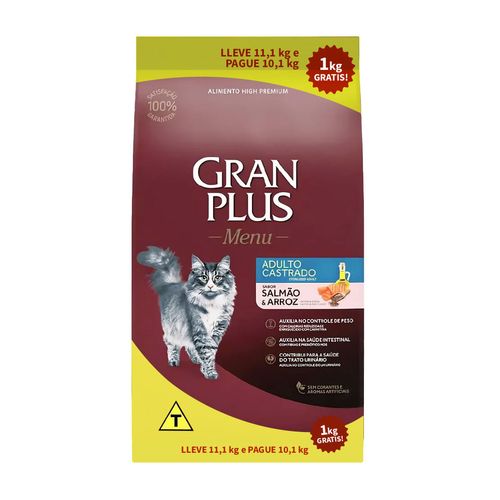 Gran Plus Gato Castrado Salmón y Arroz 11 kg