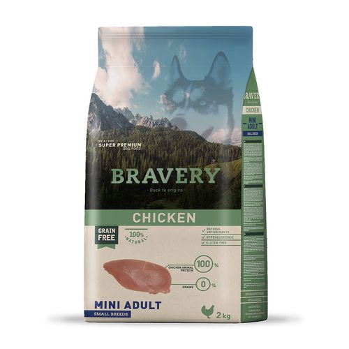 Bravery Adulto Raza Mini y Pequeña Pollo 2 kg