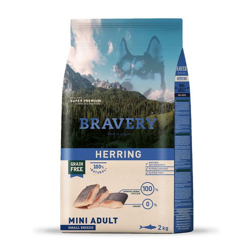 Bravery Perro Adulto Raza Mini y Pequeña Arenque 2 kg