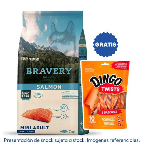 Bravery Adulto Raza Mini y Pequeña Salmón 7 kg