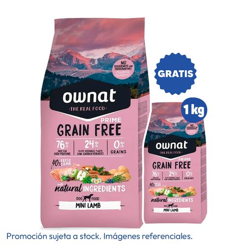 Ownat Prime Grain Free Mini Adulto Cordero 3 kg
